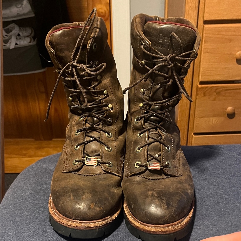 Chippewa Dark Brown Leather Men's Boots